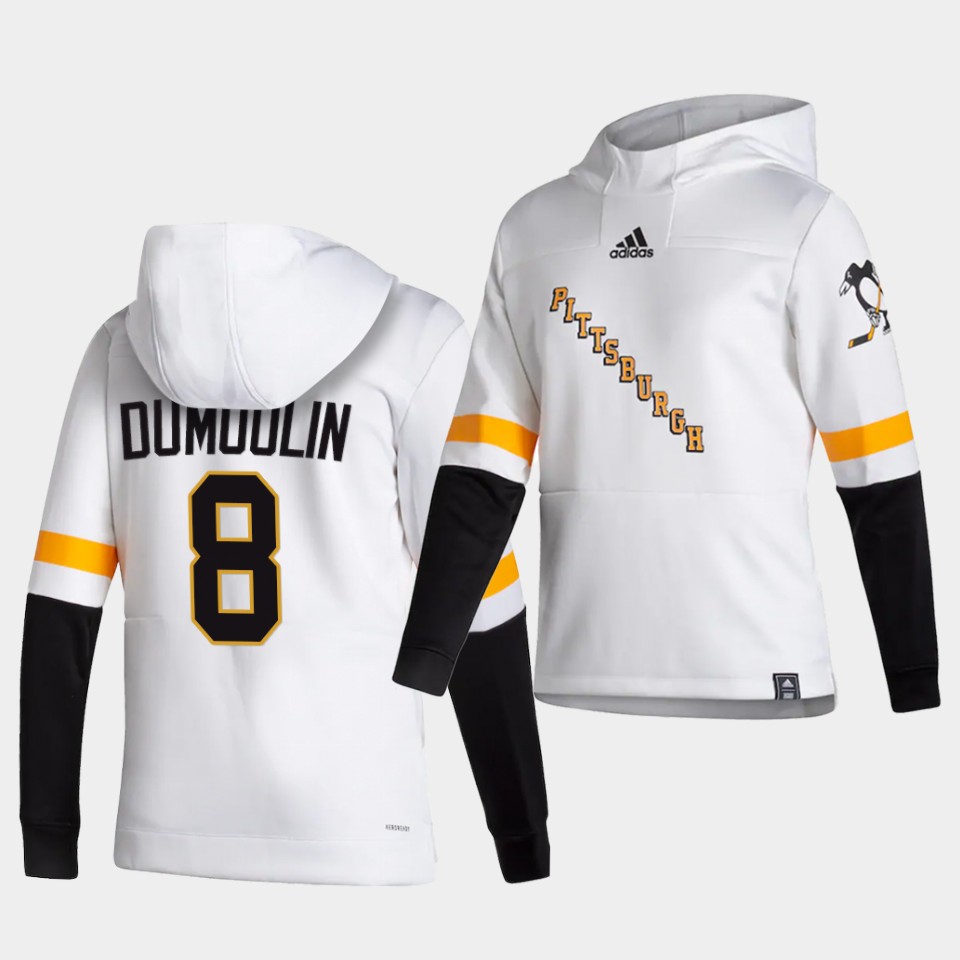 Men Pittsburgh Penguins #8 Dumoolin White  NHL 2021 Adidas Pullover Hoodie Jersey